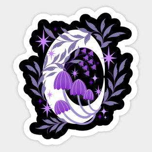 Crescent moon mushroom magic Sticker